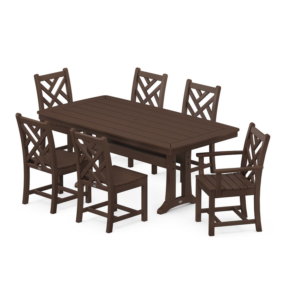 POLYWOOD Chippendale 7 Piece Nautical Trestle Dining Set