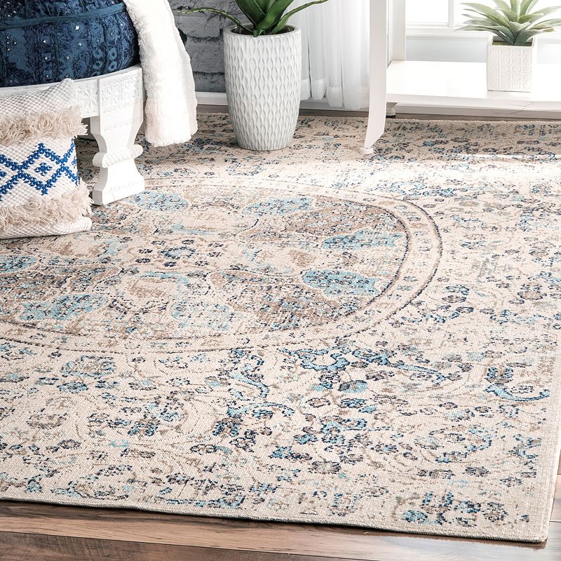 nuLOOM Stone Washed Mandala Celina Floral Rug