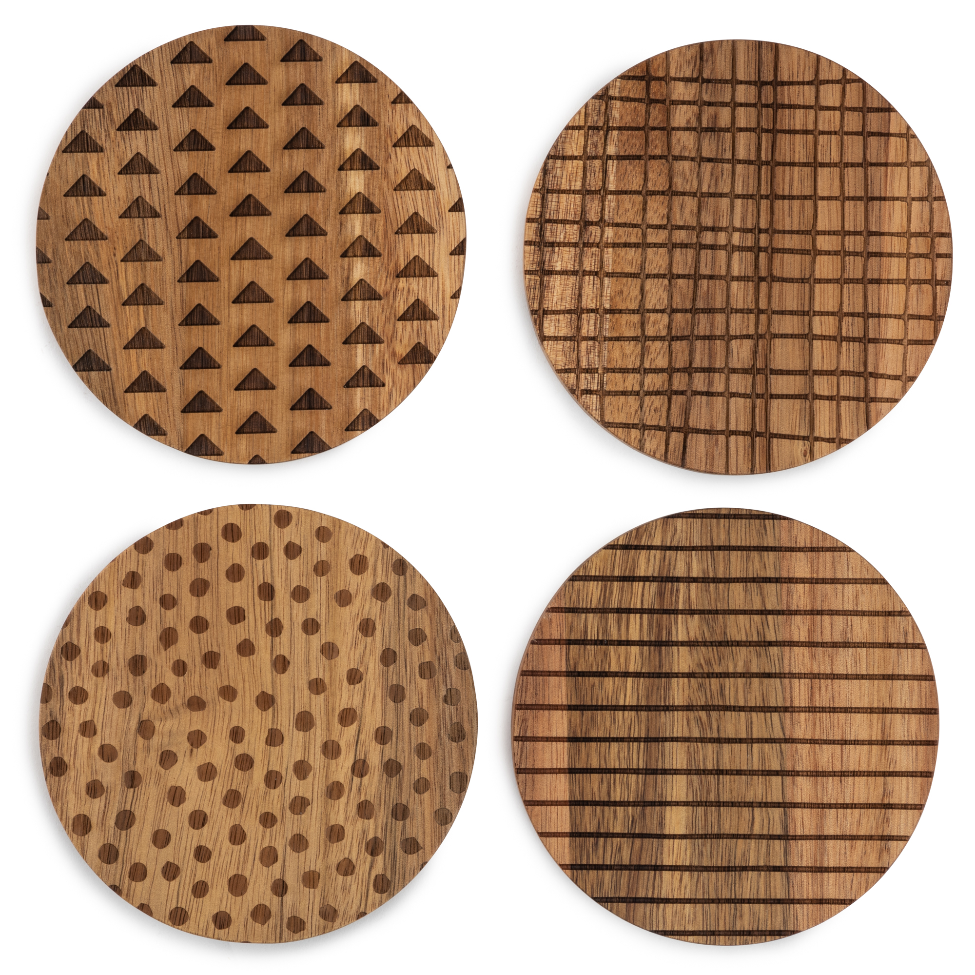 Thyme and Table Acacia Wood Coasters， 4-Piece Set， Brown