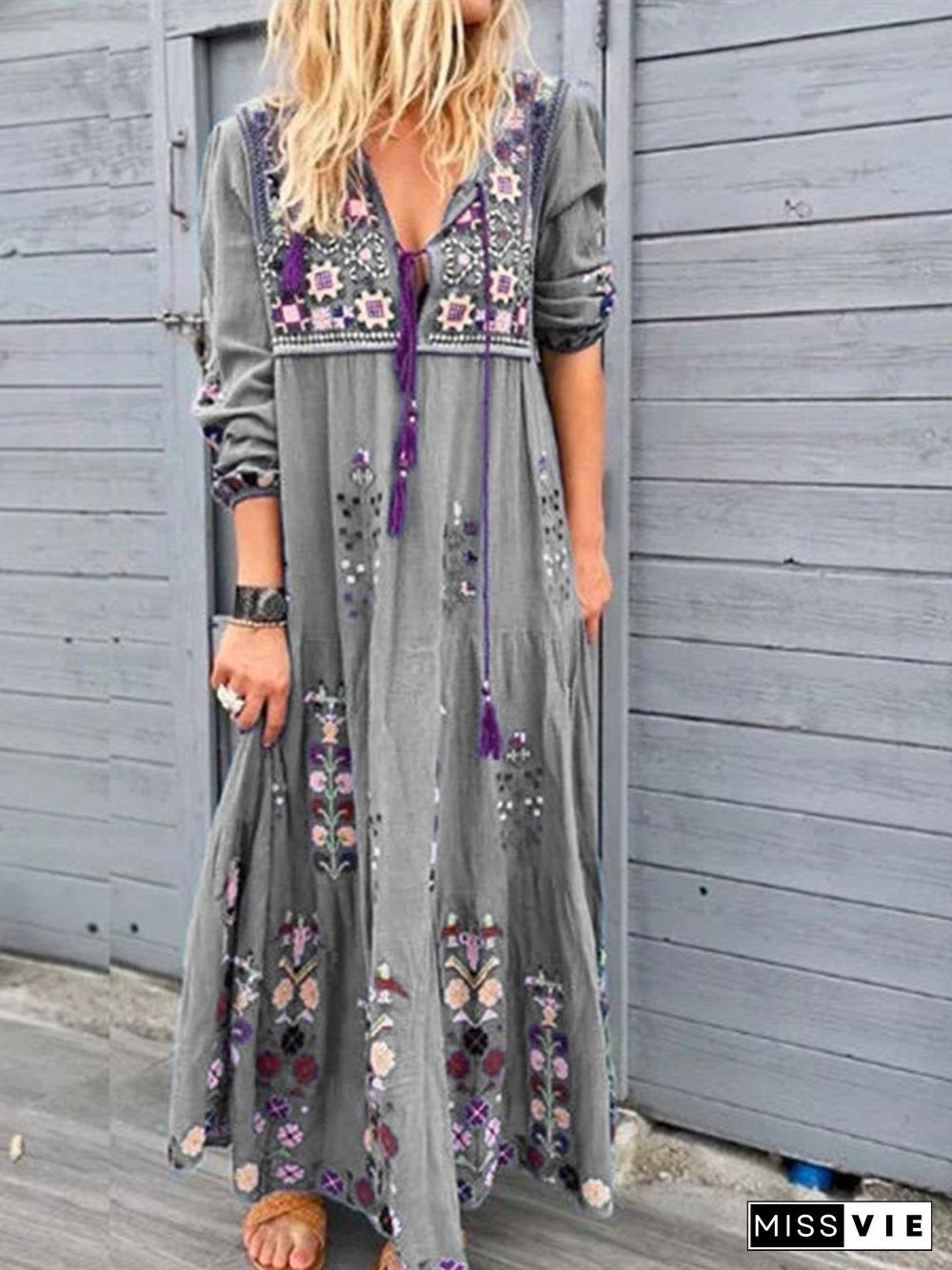 Casual Cotton-Blend Dress Women Plus Size Fashion Long Sleeve Summer Dress