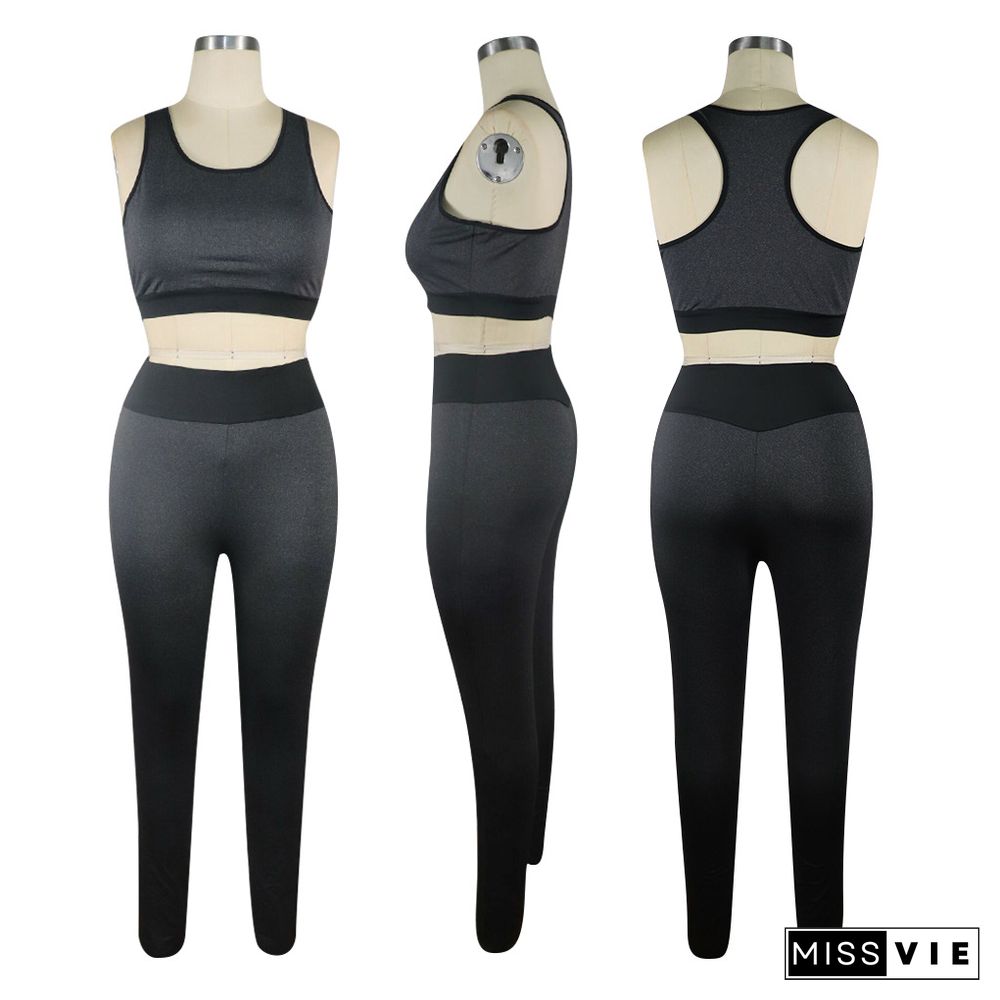 Sexy Splicing Sport Vest Tight Pants Two-piece Set