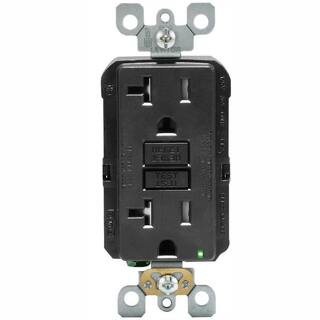 Leviton 20 Amp 125-Volt Duplex SmarTest Self-Test Tamper Resistant GFCI Outlet Black (6-Pack) VE6-GFTR2-HE6