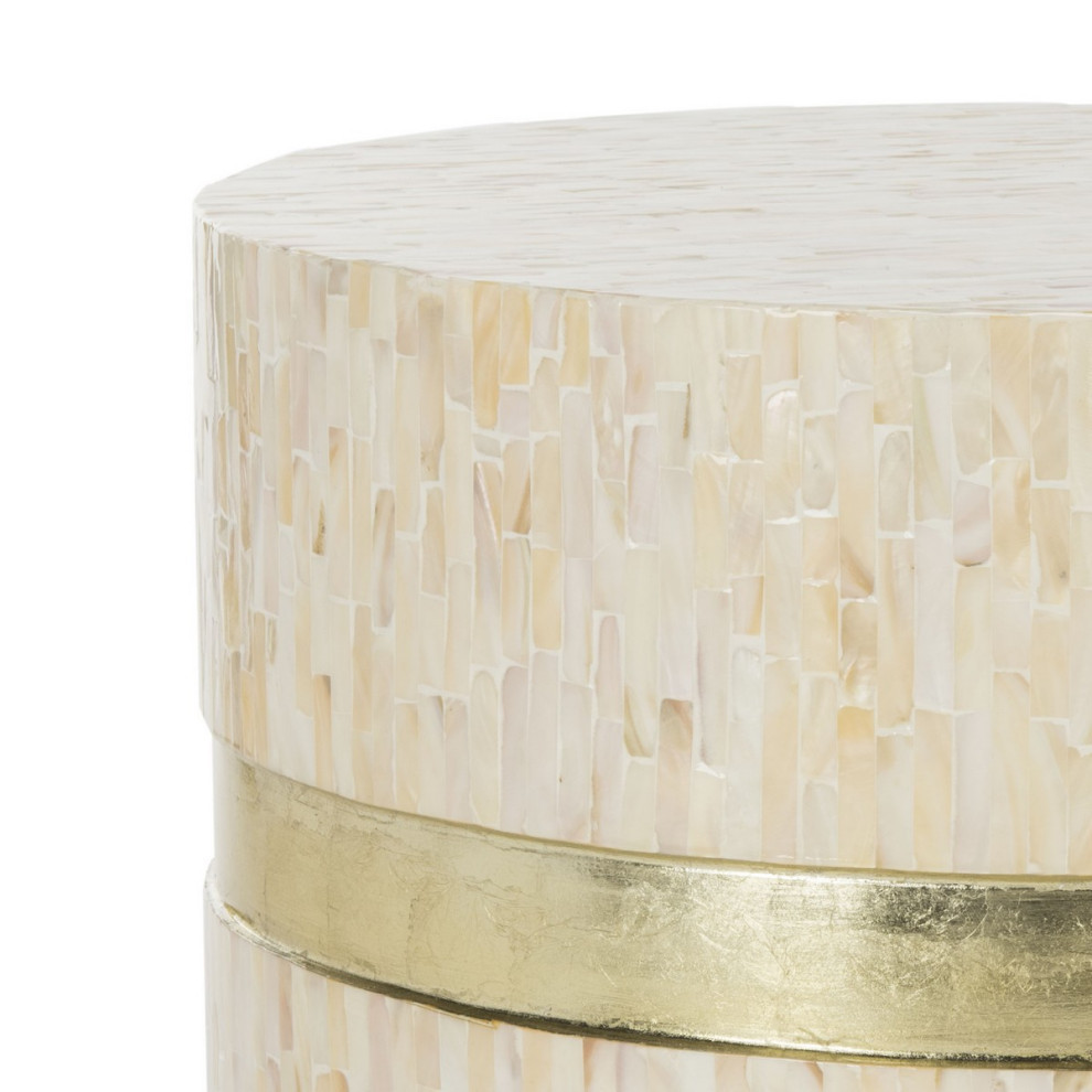 Melissa Mosaic Round Side Table  Pink Champagne/Gold   Contemporary   Side Tables And End Tables   by Rustic Home Furniture Deco  Houzz