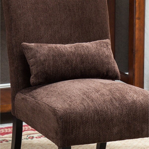 Porch and Den Vista Armless Chenille Accent Chair w/ Kidney Pillow