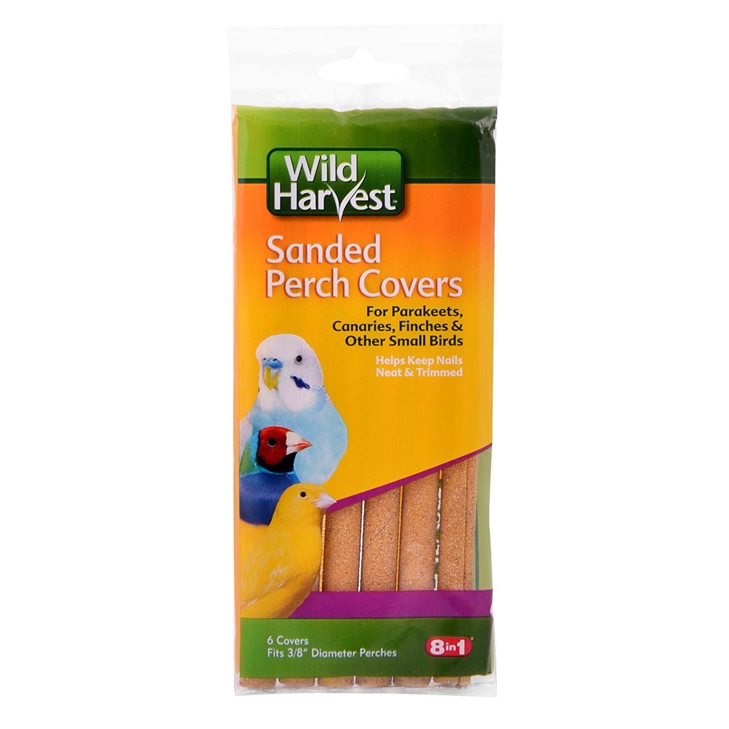 Wild Harvest Sanded Perch Covers for Small Birds， 6 Ct