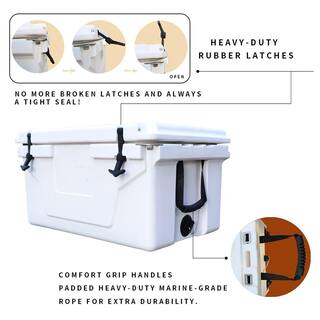 Afoxsos 18 .5 in. W x 29.5 in. L x 15.5 in. H White Portable Ice Box Cooler 65QT Outdoor Camping Beer Box Fishing Cooler HDSA05OT030