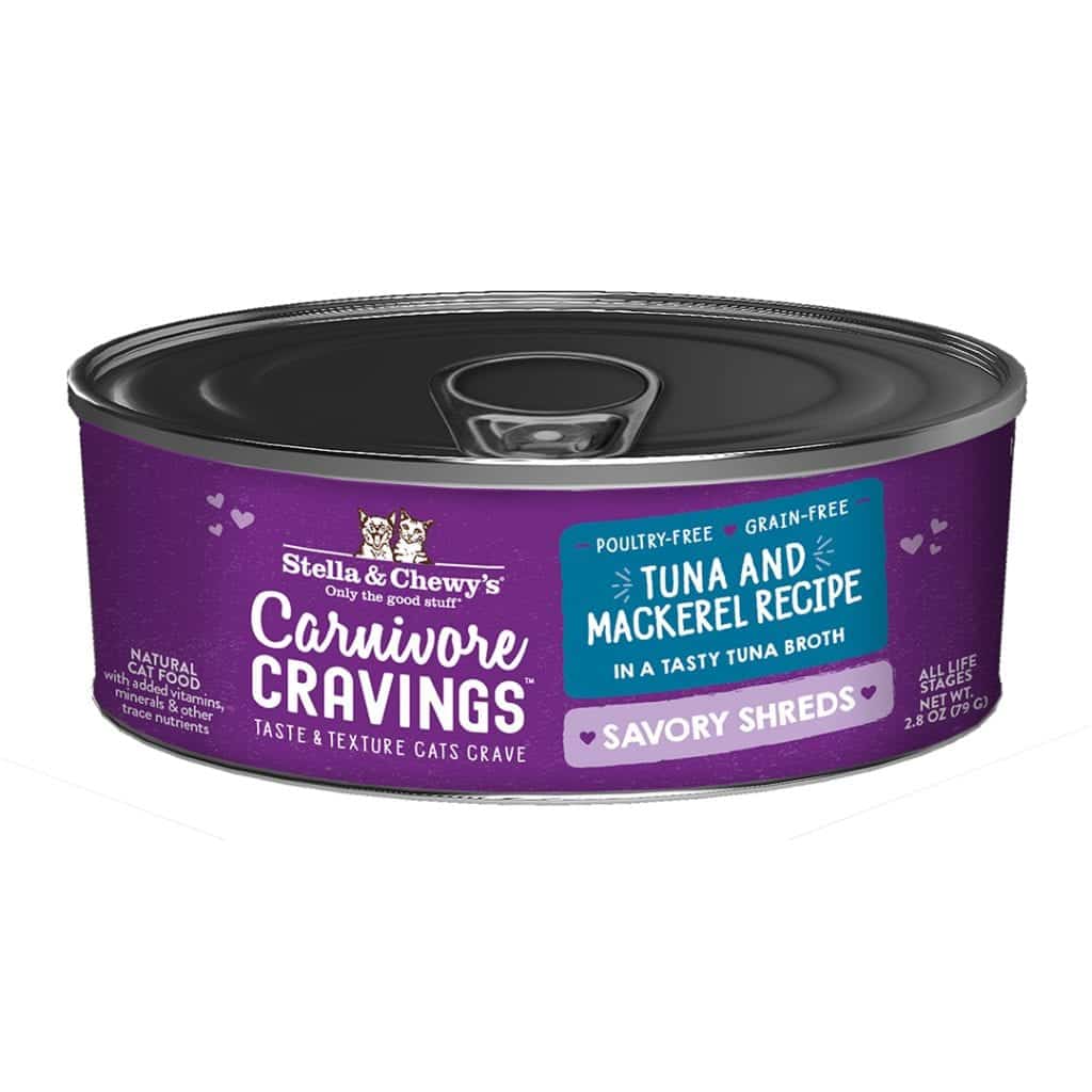 Stella  Chewys Carnivore Cravings Tuna  Mackerel Shreds Canned Cat