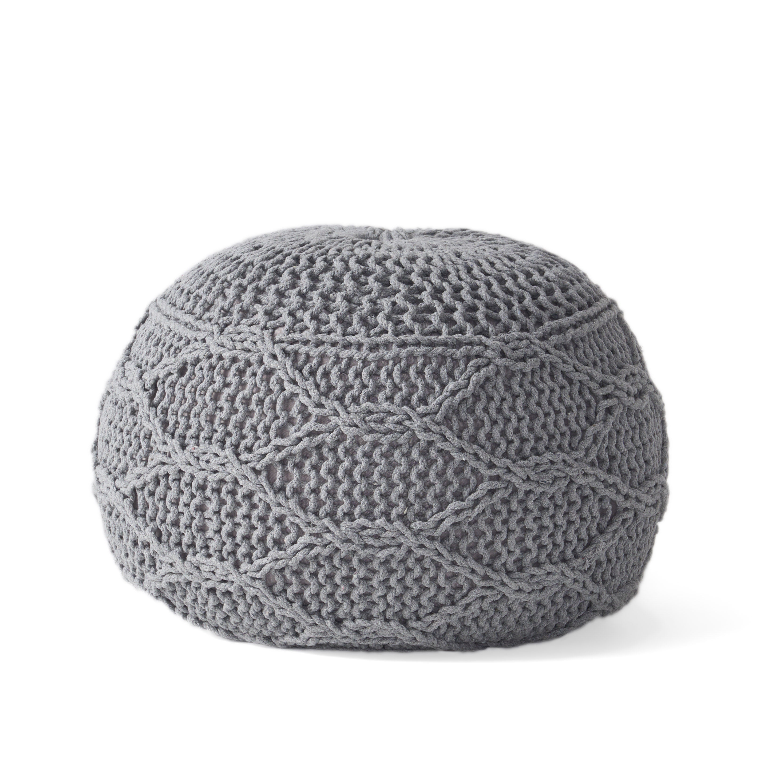 Woodbine Modern Knitted Cotton Round Pouf