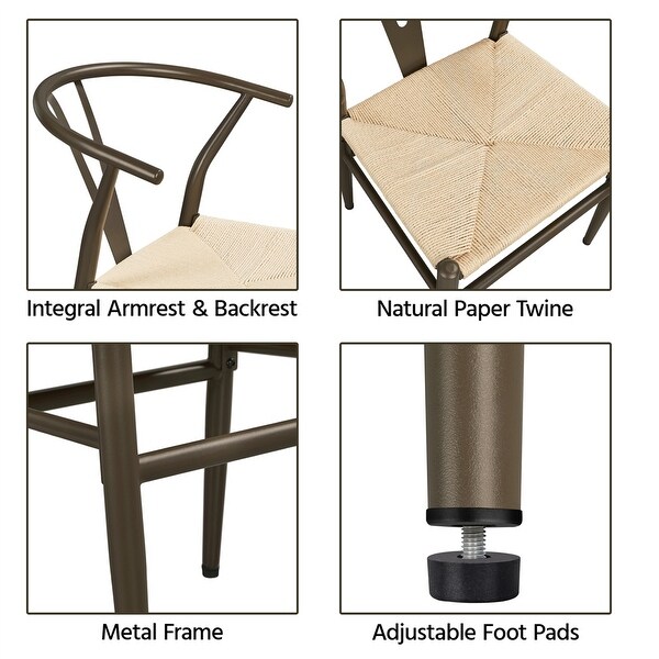 Yaheetech Modern Weave Y-Shaped Dining Chair with Solid Metal Frame