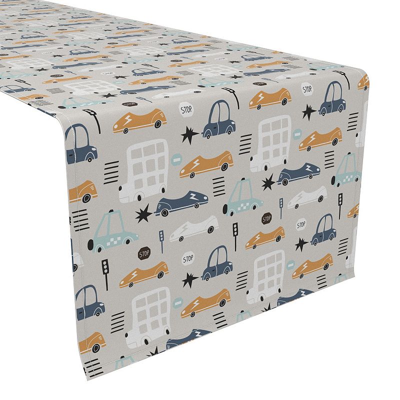 Table Runner， 100% Cotton， 16x72， Doodle Cars