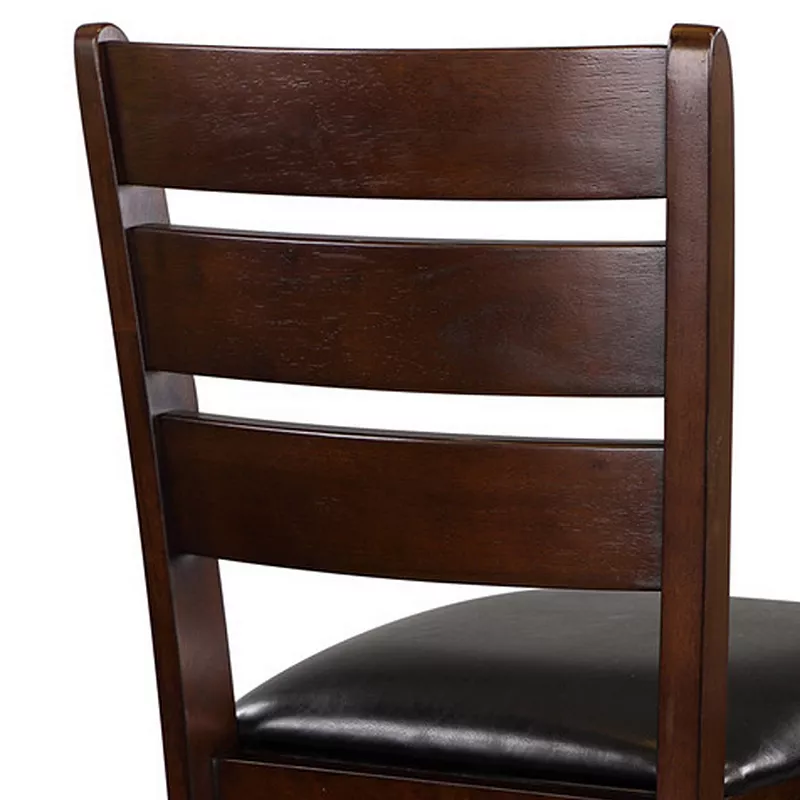 WoodCounter Height Chairs With Slatted Backs， Set of 2， Dark Brown