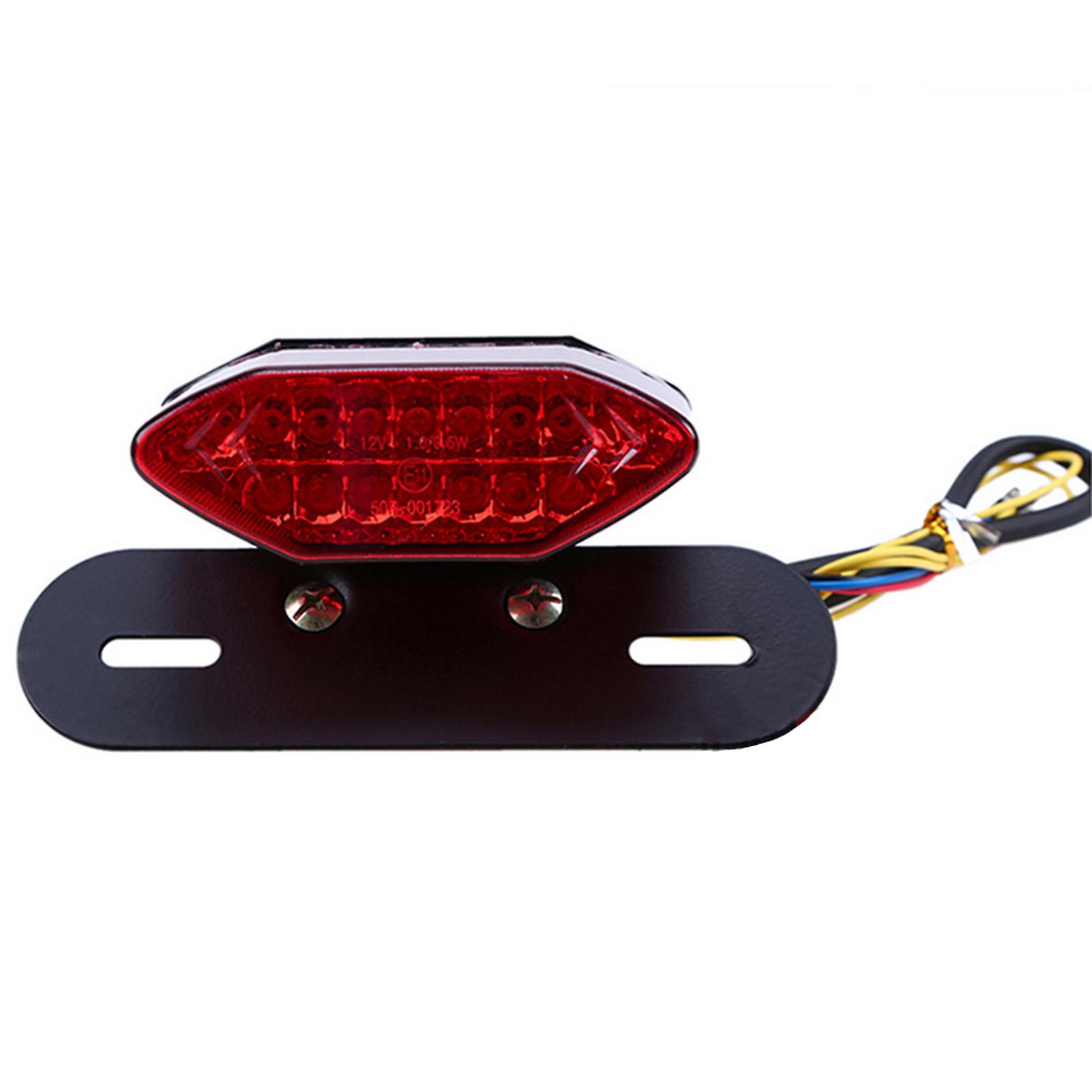 Universal Motorcycle Leds Turn Signals Brake Light Integrated License Plate Tail Lamp Grey 13.3 Inch