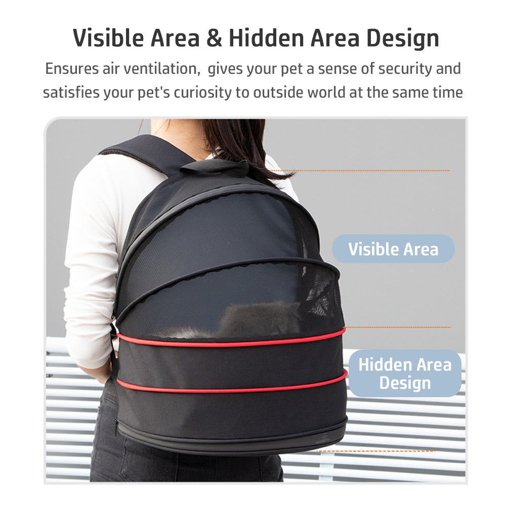 MIXFEER Expandable Cat Backpack Carrier with Breathable Mesh Pet Travel Bag for Cats and Small Dogs Fully Ventilated Foldable Lightweight