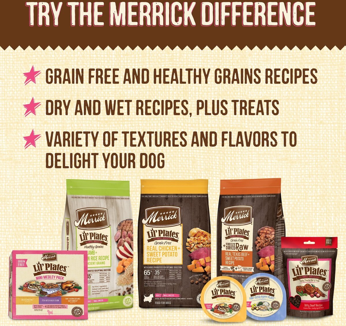 Merrick Lil' Plates Grain-Free Petite Pot Pie in Gravy Dog Food Trays