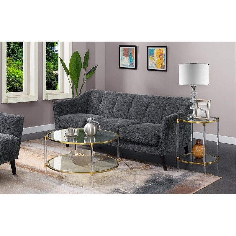 Convenience Concepts Royal Crest Acrylic Clear Glass End Table with Gold Frame   Midcentury   Side Tables And End Tables   by Homesquare  Houzz