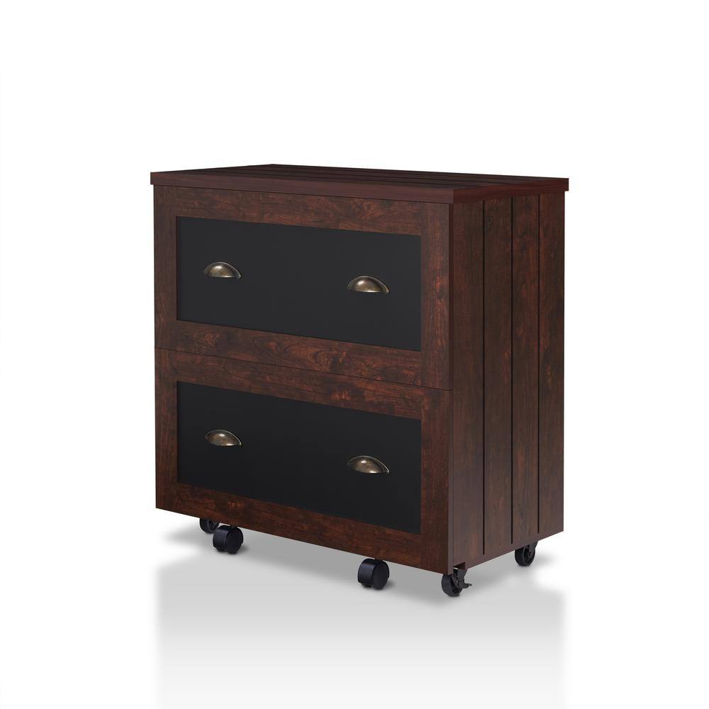 Furniture of America Gaula Vintage Walnut File Cabinet with Caster Wheels HFW-1650C6