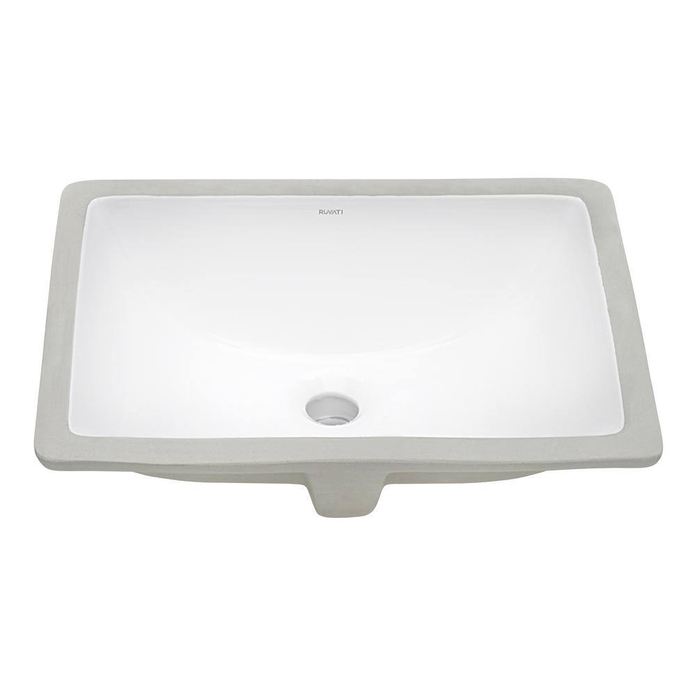 Ruvati 18 in. Rectangular Undermount Vanity Bathroom Porcelain Ceramic with Overflow in White RVB0720