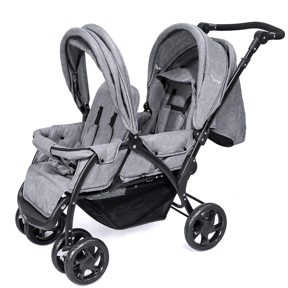 Foldable Double Seat Tandem Stroller  (Gray)