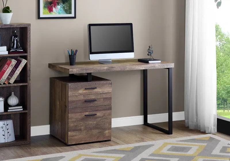 Brown and Black Metal Small Office Desk - Cubes