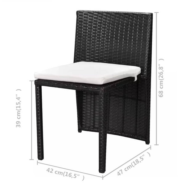 3 Piece Bistro Set with Cushions Poly Rattan Black - Overstock - 35848183