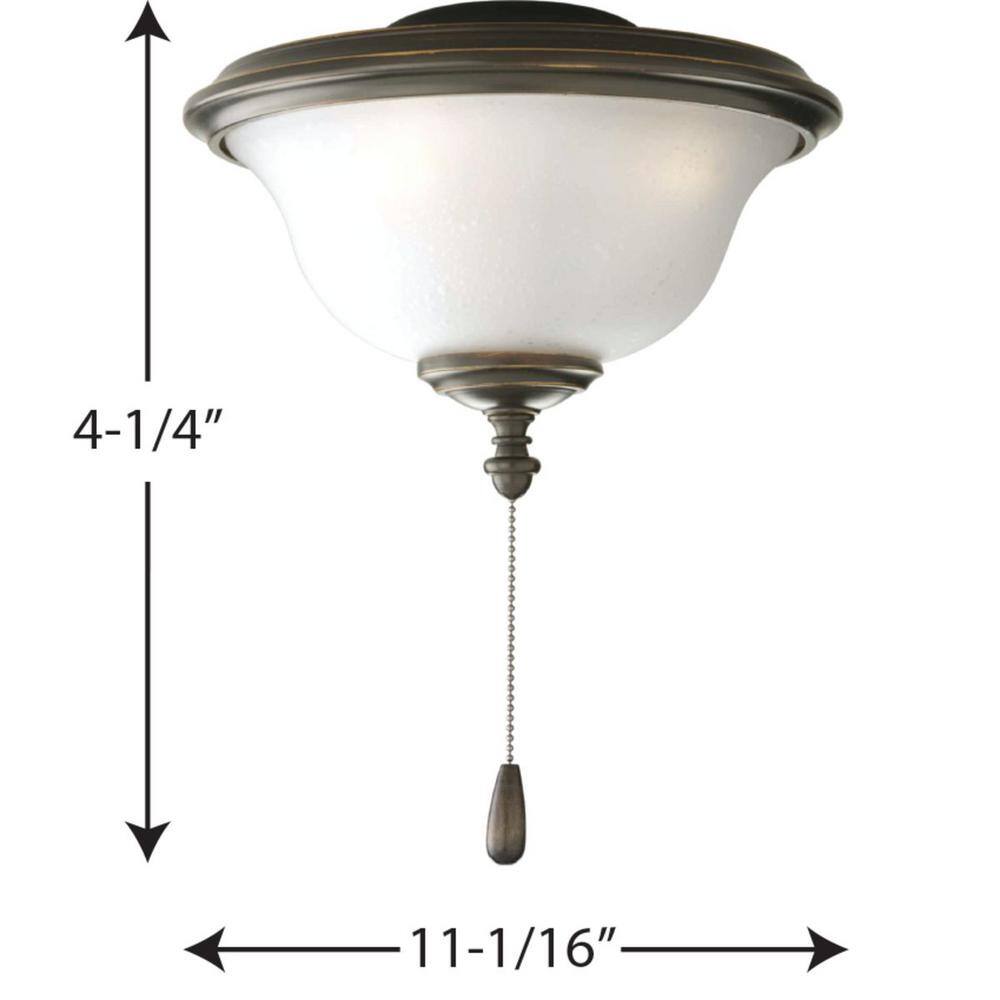 Progress Lighting Fan Light Kits Collection 2-Light Antique Bronze Ceiling Fan Light Kit P2636-20WB