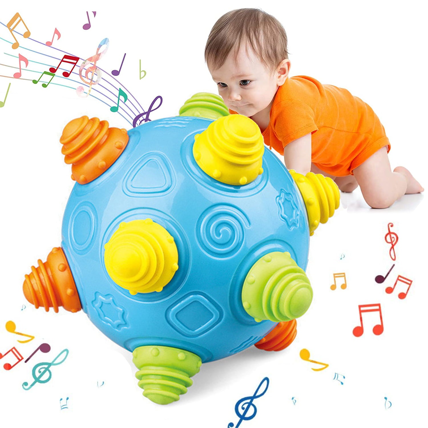 Toddlers Baby Music Shake Dancing Ball Toy， Baby Crawling Toys， Bouncing Sensory Learning Ball Toys， Toys for 1+ Year Old