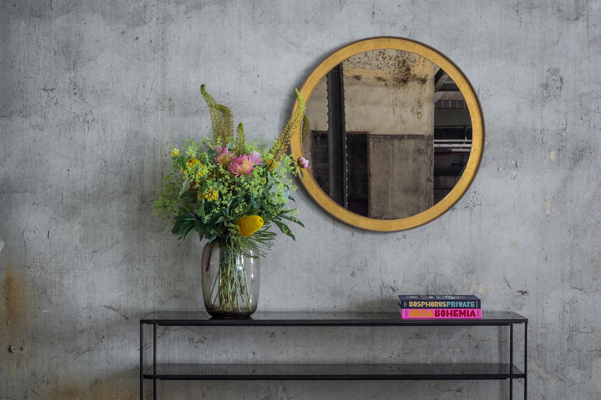 Charcoal Sofa Console - 2 Shelves