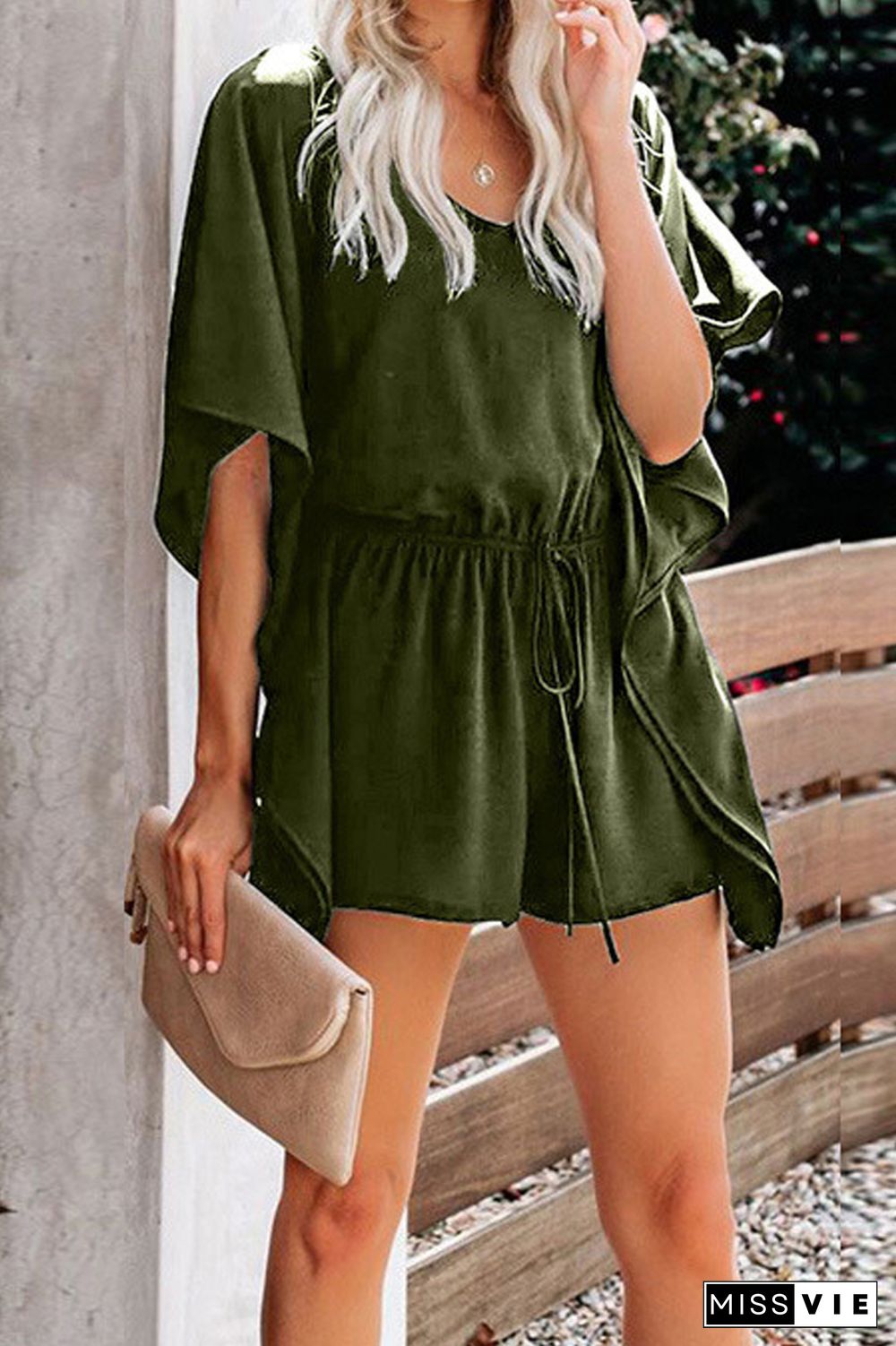 KarliDress V-Neck Ruffled Wide Loose Romper P12896