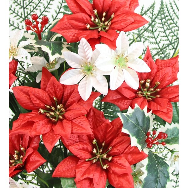 Memorial Christmas Poinsettia Cemetery Vase