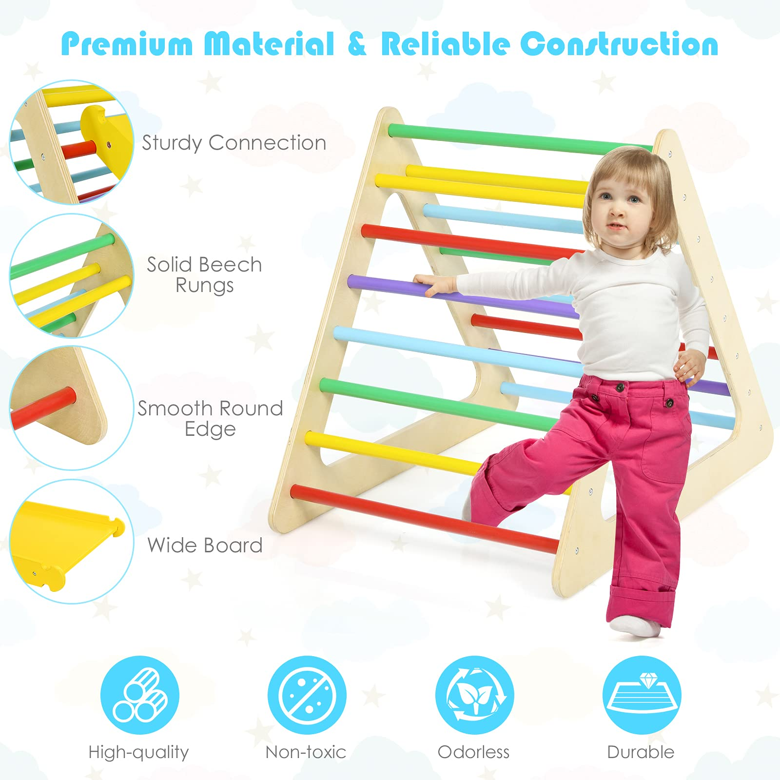 Costzon 5 in 1 Triangle Climber with 2 Ramp, Climbing Triangle for Sliding and Climbing