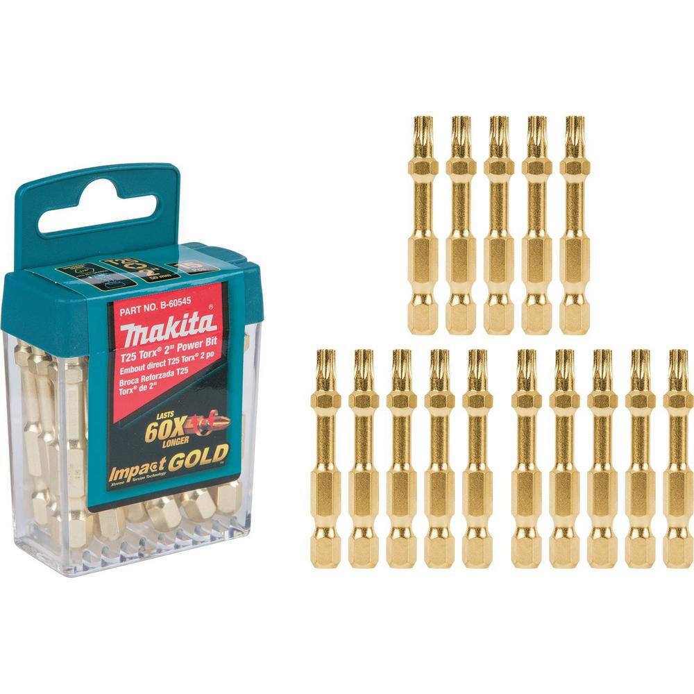 Makita Impact GOLD T25 2 in. Power Bit Tic Tac (15-Piece) B-60545