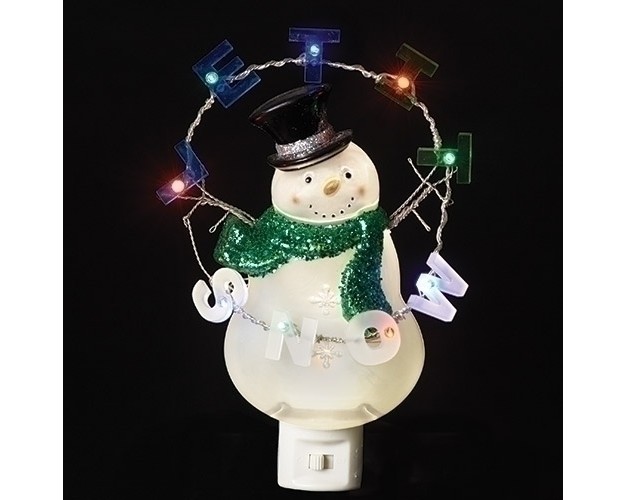 White And Green Let It Snow Snowman Led Night Light