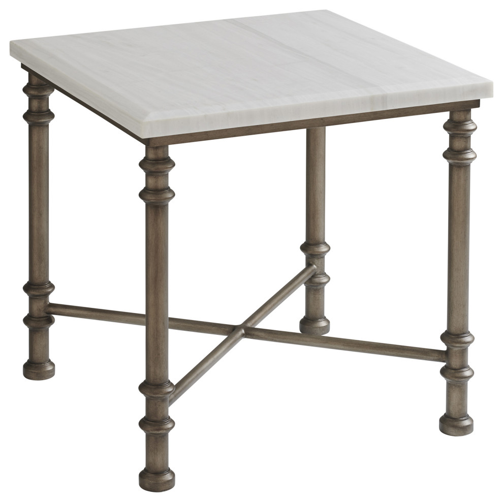 Flagler Square Marble Top End Table   Traditional   Side Tables And End Tables   by Lexington Home Brands  Houzz