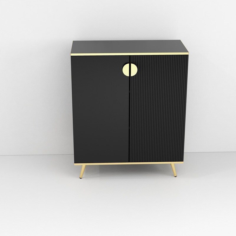 Side cabinet with door  black Sideboard storage cabinet