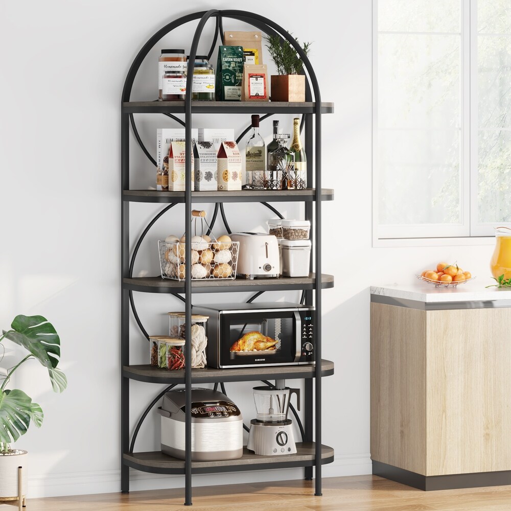 74 Inches Tall Etagere Bookcase Bookshelf Narrow Tall Display Shelf