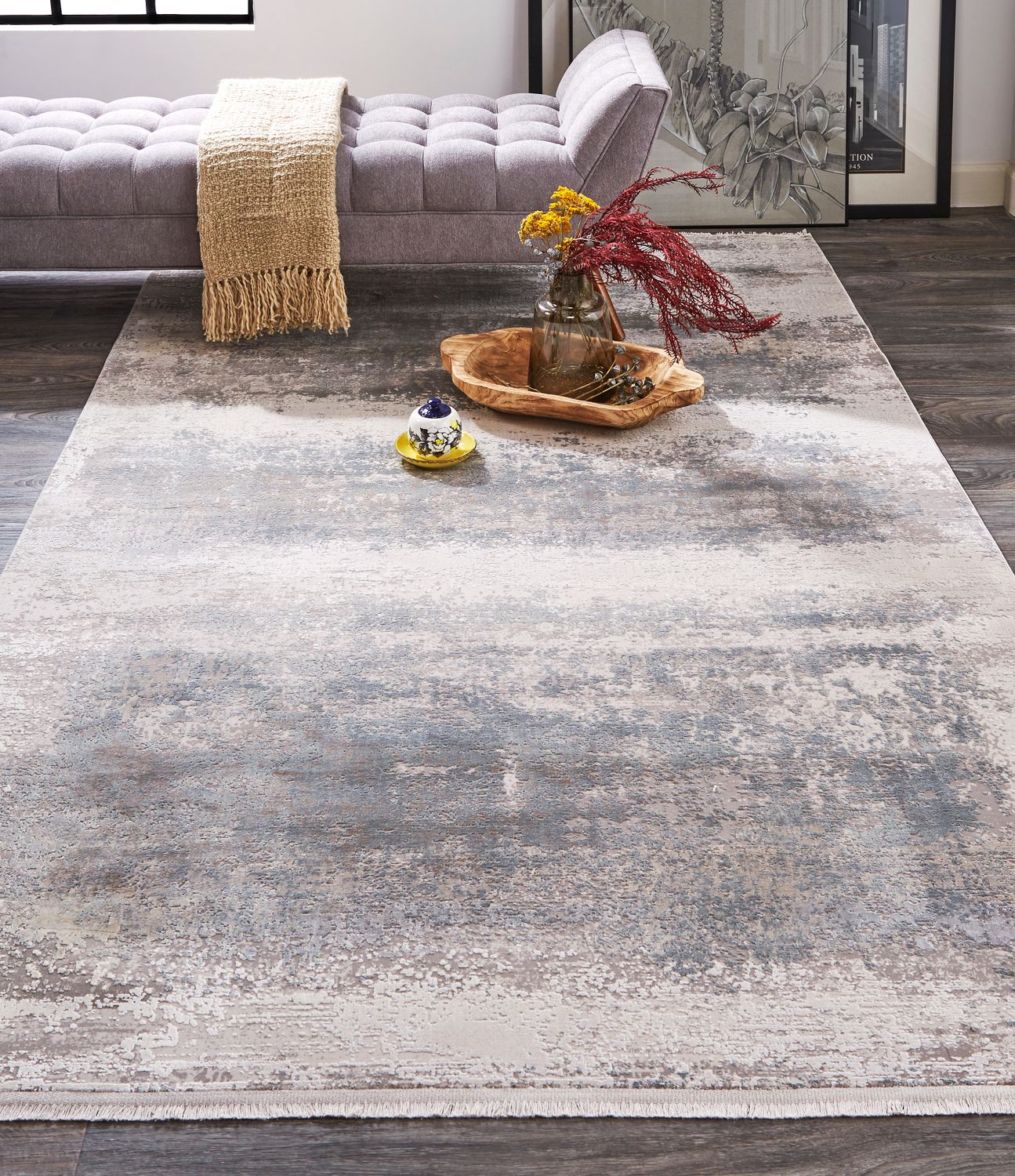 Lindstra Gray and Silver Rug by BD Fine