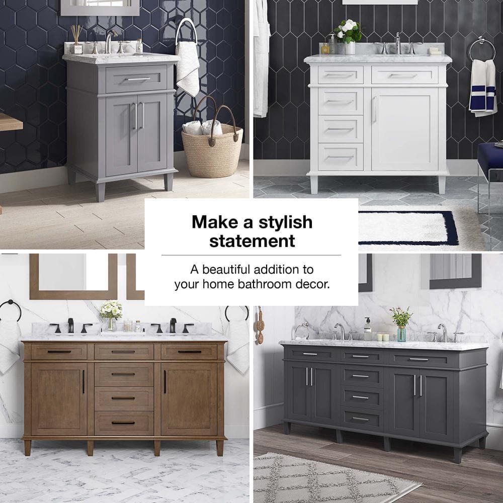 Home Decorators Collection Sonoma 36 in W x 221 in D x 343 in H Freestanding Bath Vanity in Pebble Gray with Carrara Marble Marble Top