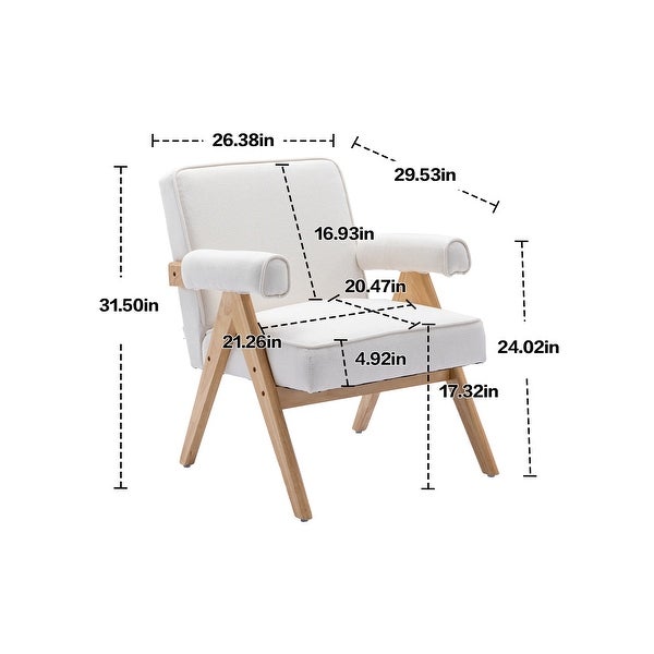 Leisure Armchairs with Solid Wood Armrest and Feet， Mid-Century Modern Accent Chair， for Livingroom Bedroom Chair， Beige