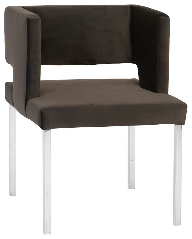 Raffia Dining Chair  Black Velvet  Stainless Steel Legs   Contemporary   Dining Chairs   by Phillips Collection  Houzz