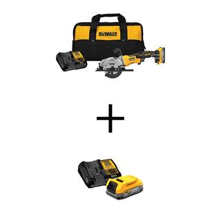 DW Atomic 20-Volt Maximum Lithium-Ion Cordless Brushless 4-12 in. Circular Saw Kit with Two 1.7 Ah Battery and 2 Chargers DCS571E1WBP034C