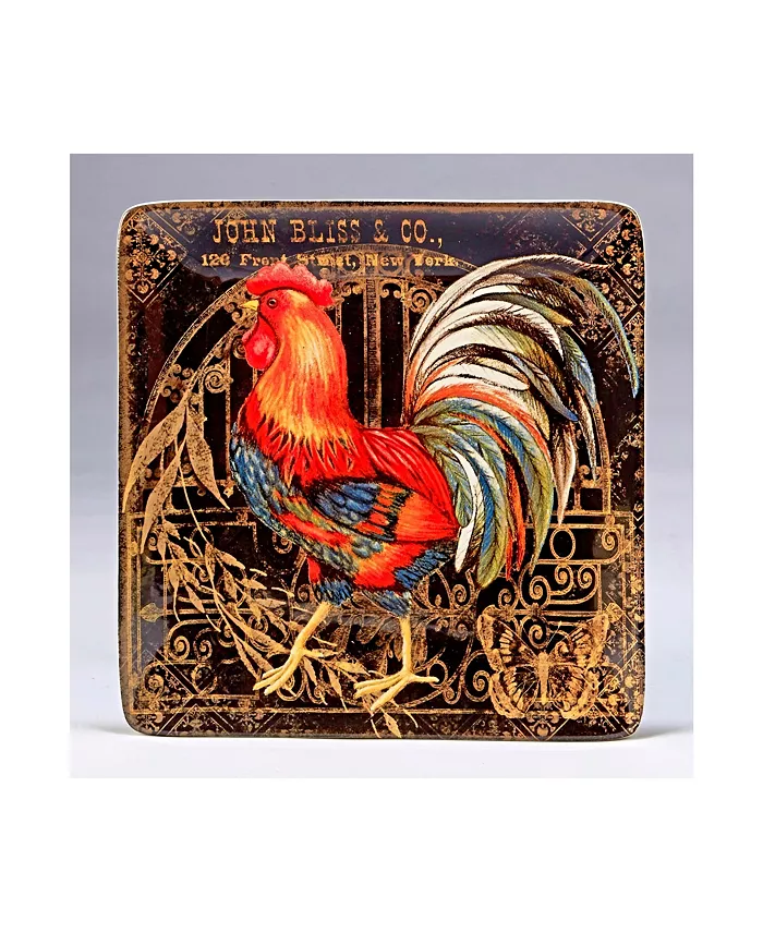 Certified International Gilded Rooster 4-Pc. Canape Plate