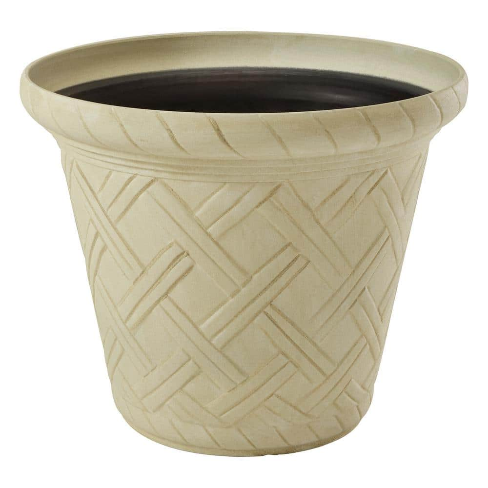 Vigoro 22 in. Frenchboro Antique Extra Large Beige Resin Planter (22 in. D x 17.5 in. H) HD1151-402R