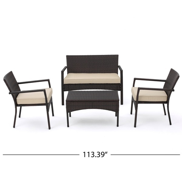 Cancun Outdoor 4piece Wicker Chat Set by Christopher Knight Home