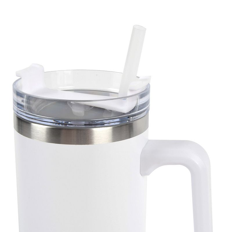 New View Gifts and Accessories Stainless Steel 30-oz. Tumbler with Straw - White