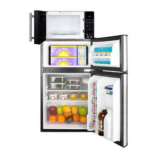 Summit Appliance 3.2 cu. ft. Mini Refrigerator in Stainless Steel Look with Freezer and 0.7 cu. ft. Microwave Combo MRF34BSSA