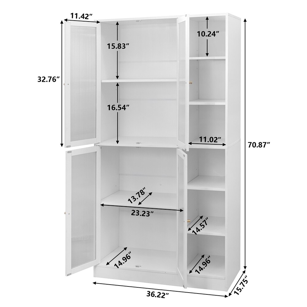 Tall Kitchen Pantry Cabinet with Doors and Adjustable Shelves