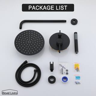 Boyel Living 1-Spray Patterns 10 in. Dual Shower Head and Handheld Shower Head in Matte Black BL0131-10MB