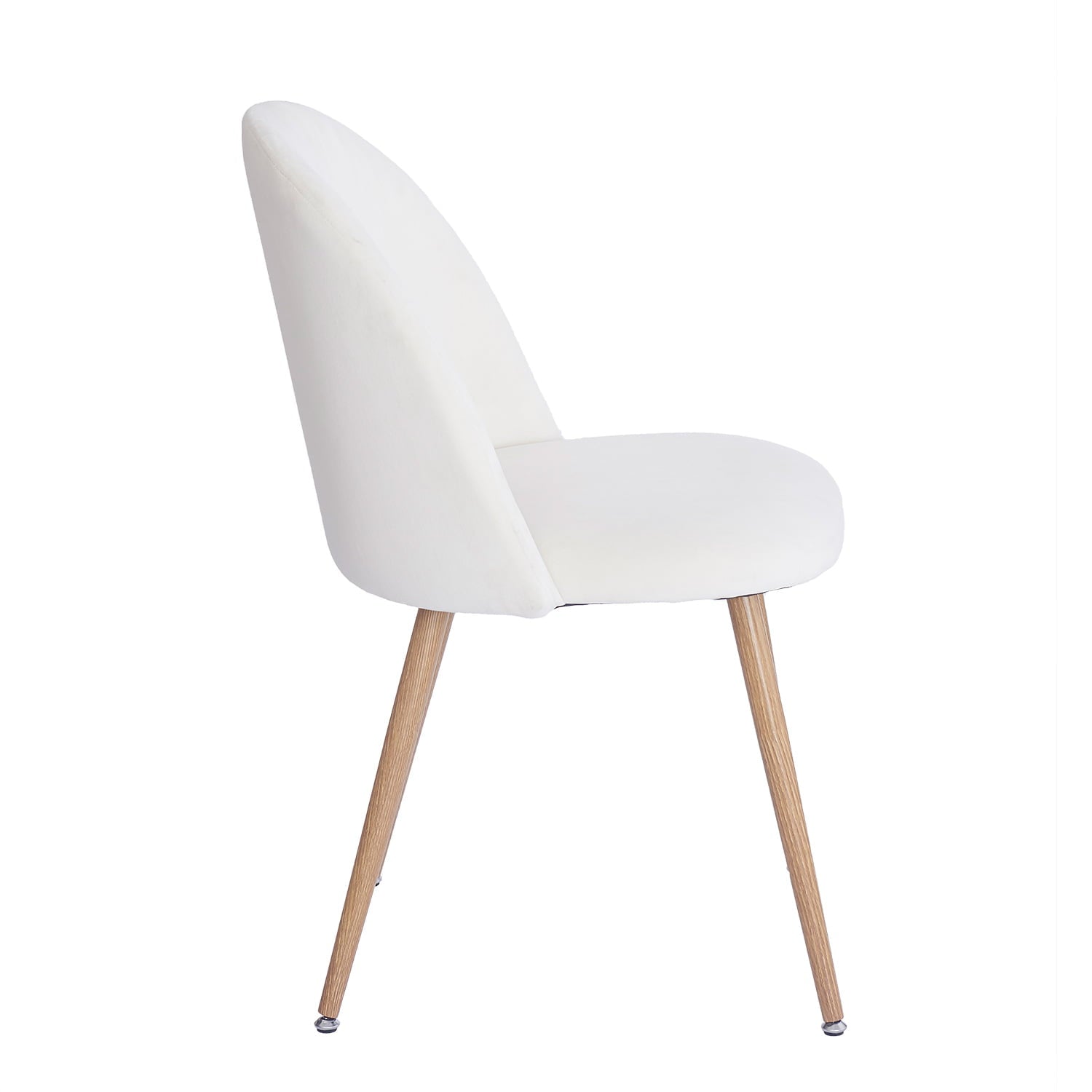 SUGIFT Velvet Dining Chairs， Modern Accent Chair， Cream White