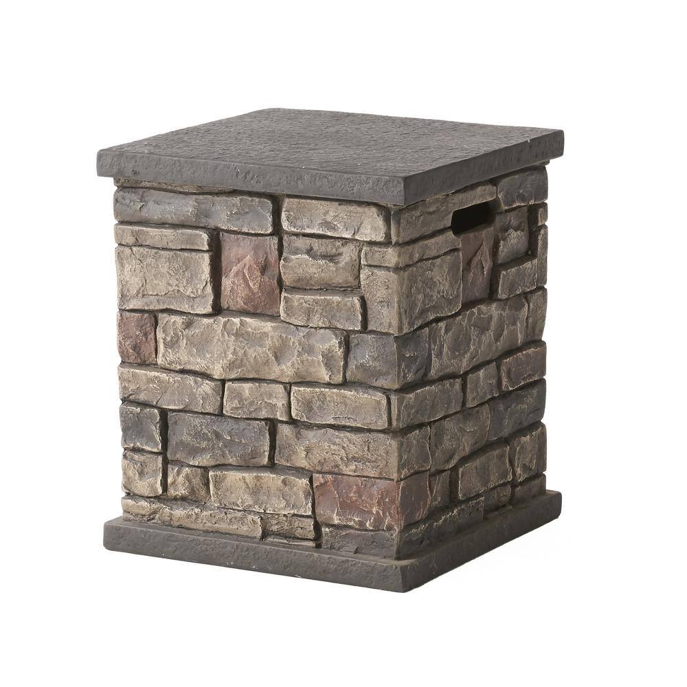 Noble House Chesney 37 in. x 17 in. Octagonal Lightweight Concrete Fire Pit in Mixed Brown 65831