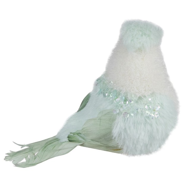 Light Green Table Top Christmas Bird With Sequins